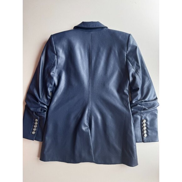 NWOT VERONICA BEARD Beacon Storm Blue Faux Leather Dickey Jacket Blazer, Size 2 - Picture 11 of 16